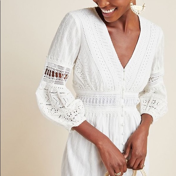 Anthropologie NWT Ebba Eyelet Midi Dress - Picture 3 of 8